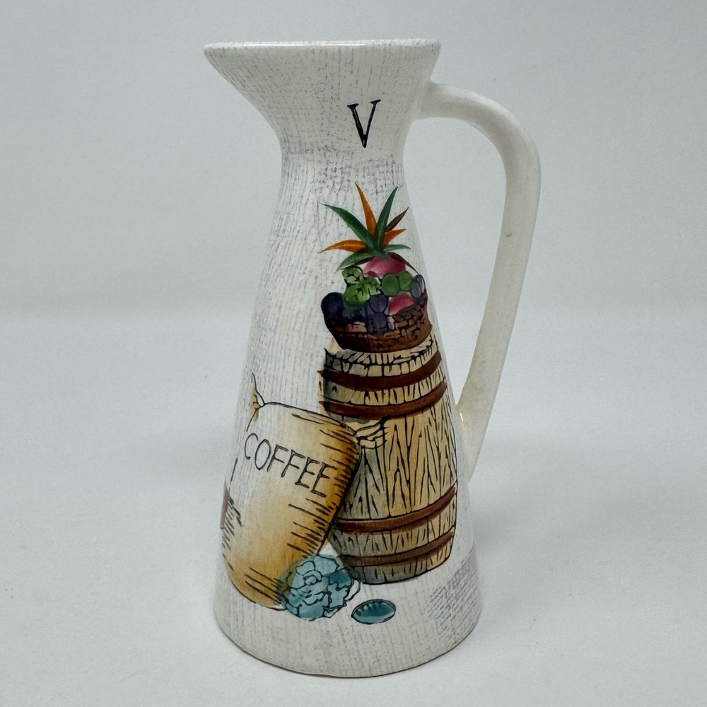 Vintage 1960s Ceramic Nasco Del Coronado Vinegar Cruet Hand Painted Mid Century